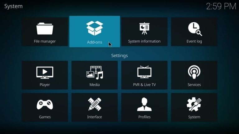 Select Add-ons to stream Eternal IPTV