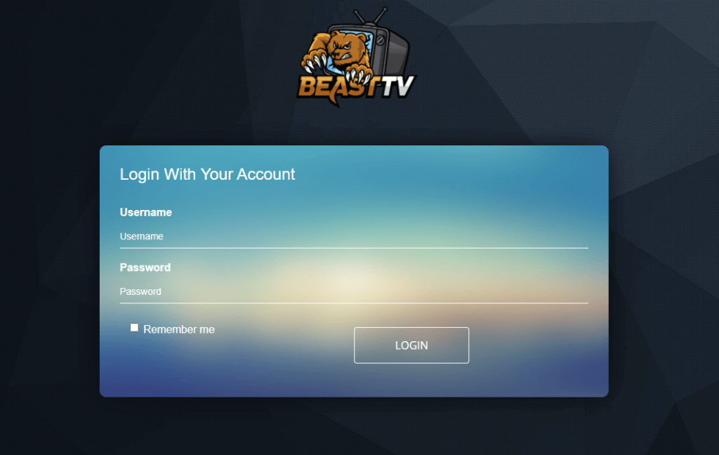 Login web player - Beast IPTV