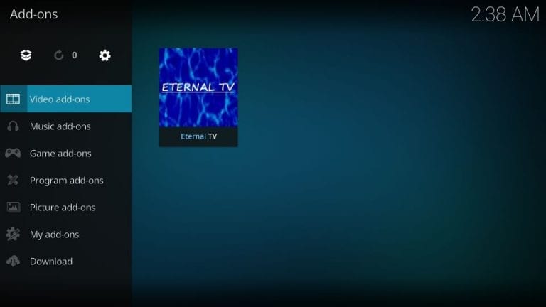 Select Video Add ons to stream Eternal IPTV