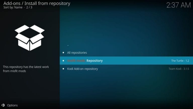 Choose Repository to stream Eternal IPTV