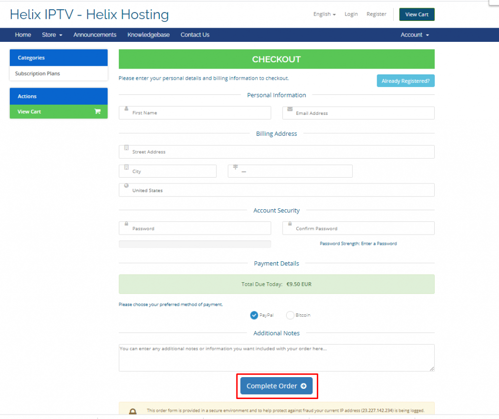 Complete order - Helix IPTV