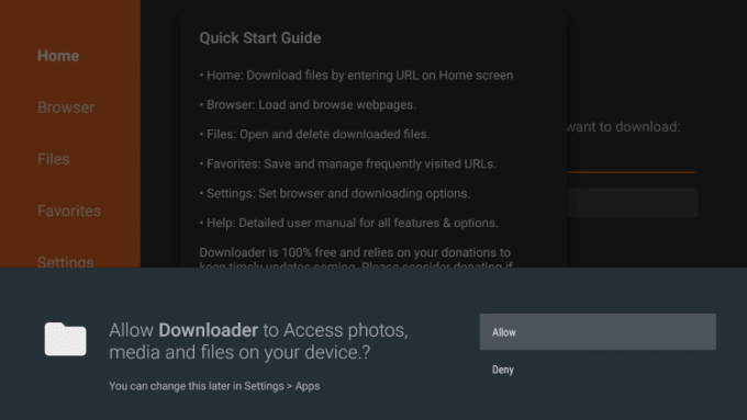Allow button