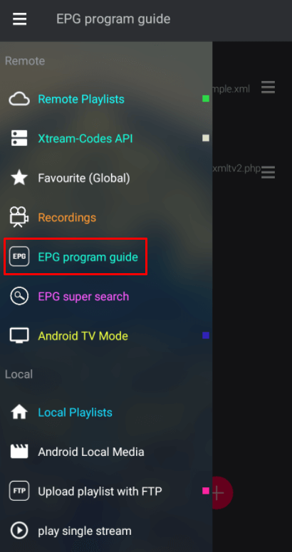 EPG program guide