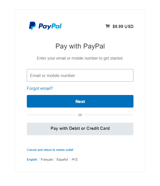 Payment via paypal