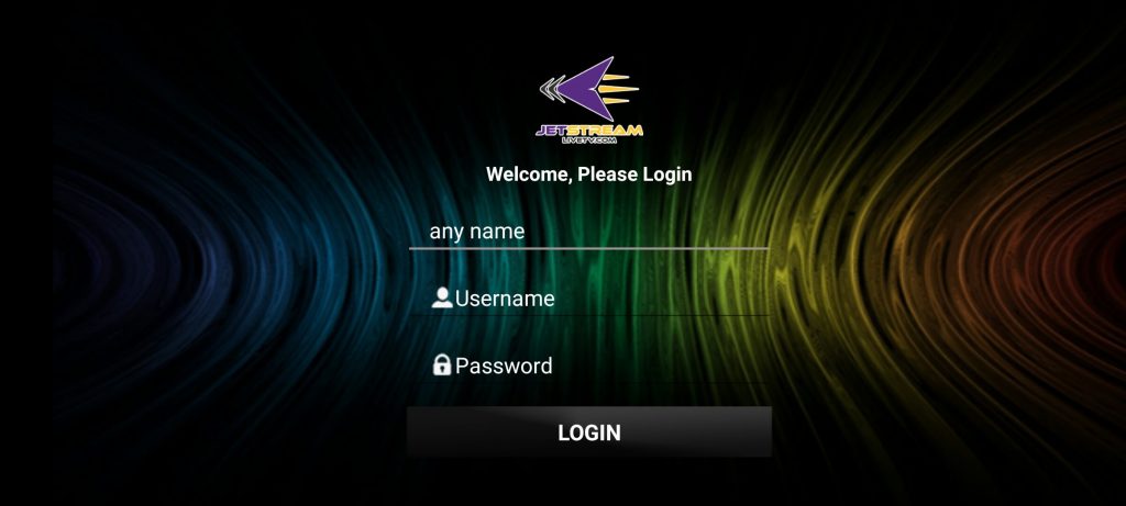 Login Jetstream IPTV app