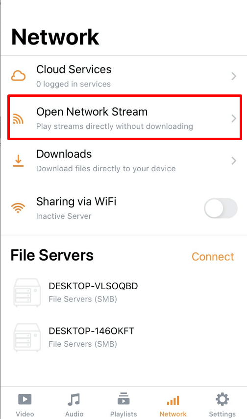 Open network stream