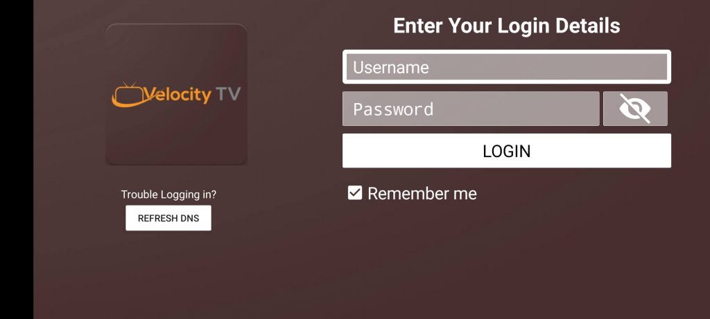 login to Velocity IPTV