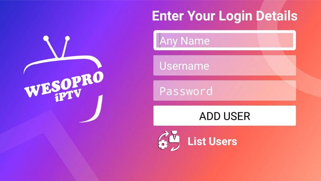 Wesopro IPTV - login