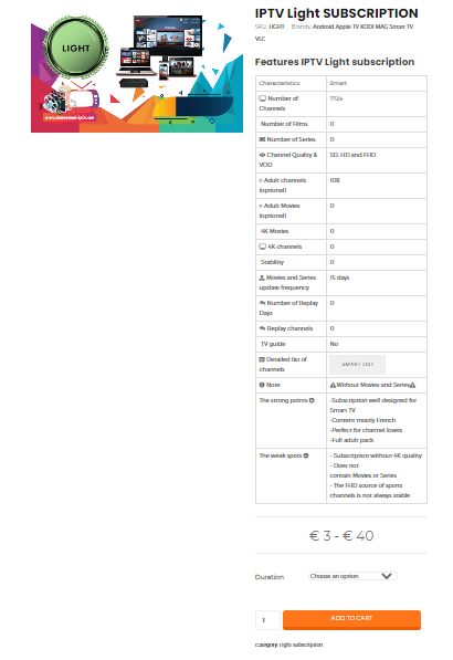 Add Abonnement IPTV plan to cart