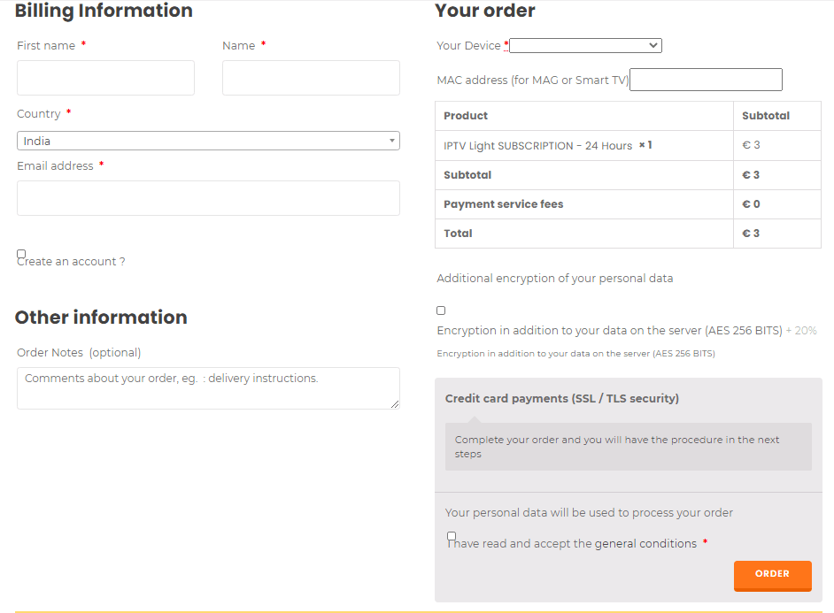 Order Abonnement IPTV