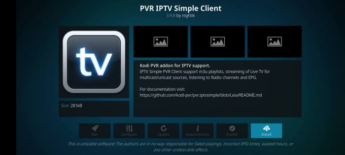 Install PVR IPTV Simple Client