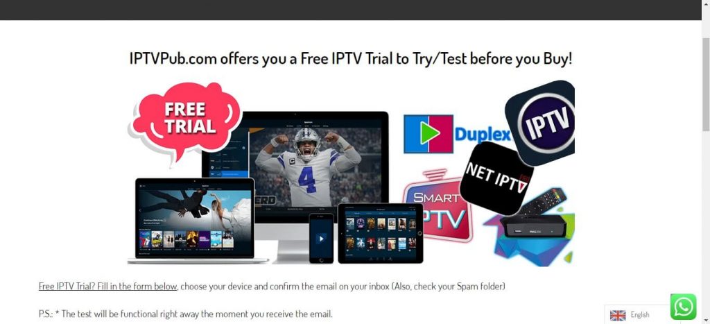 Tap Free Trial on Pub IPTV site