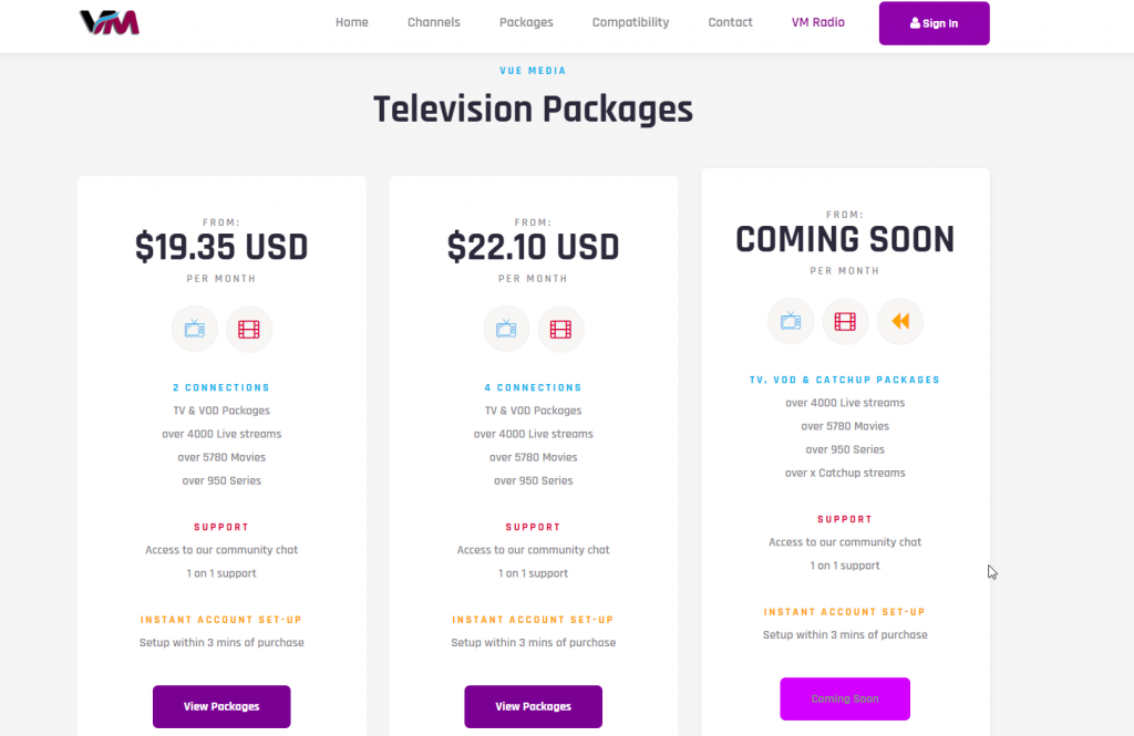 Vue Media IPTV Subscription