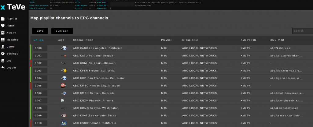 EPG channels