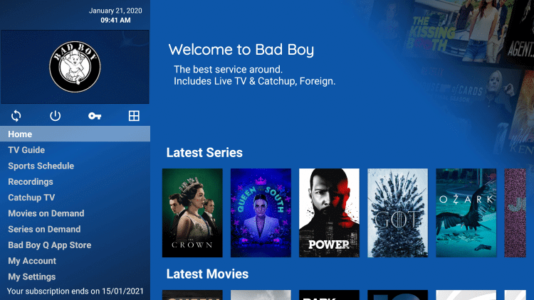 Open the  Bad Boy IPTV app