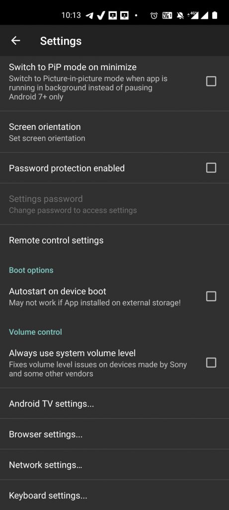 Network settings
