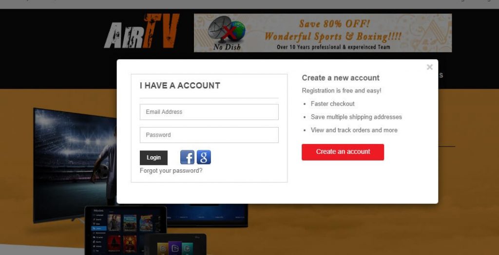 Create Account - AirTV IPTV