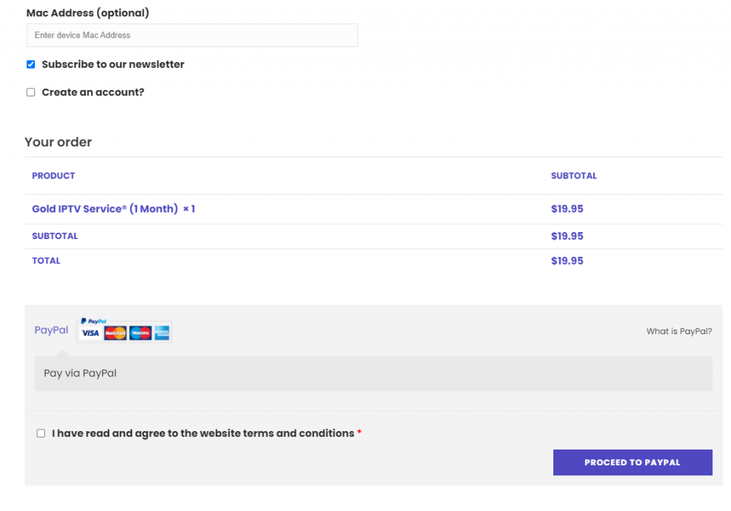 Proceed to paypal
