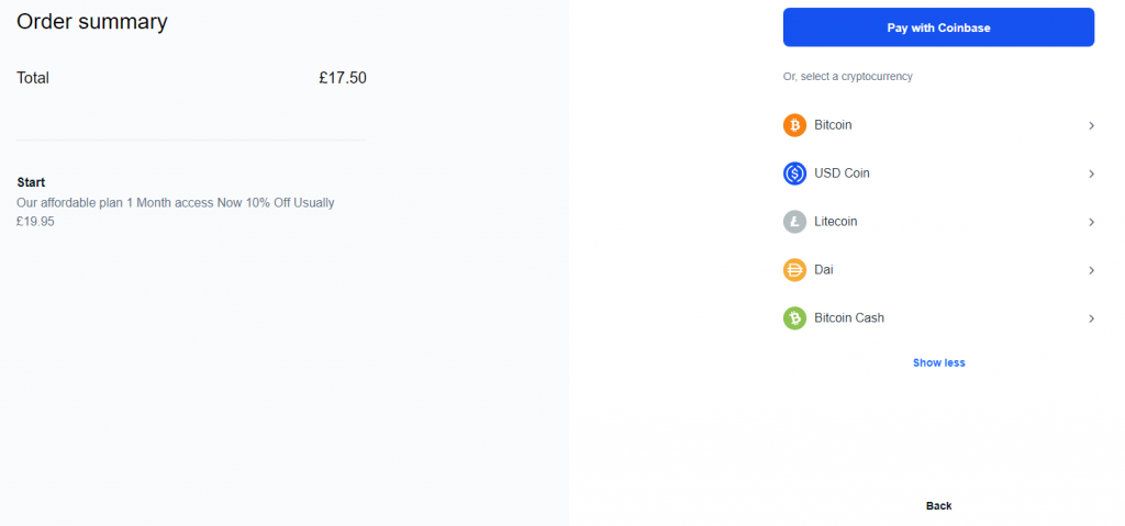 coinbase checkout