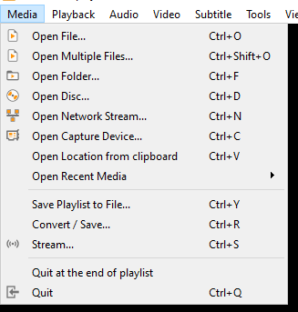 Select media on VLC