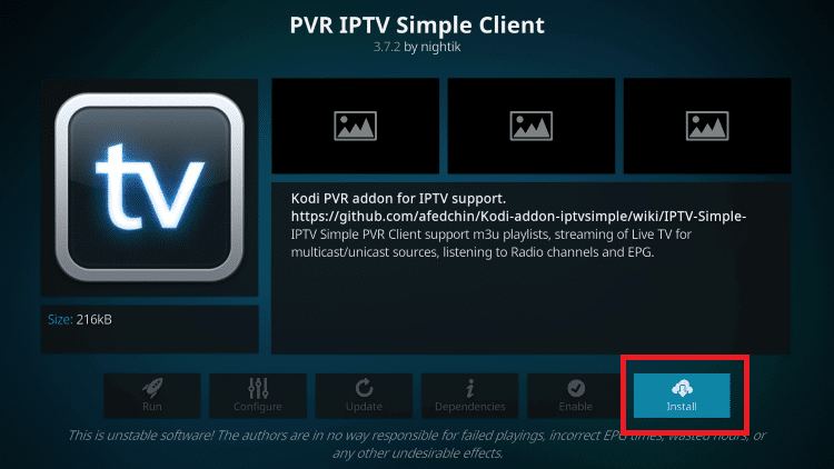 Click Install - Greek IPTV