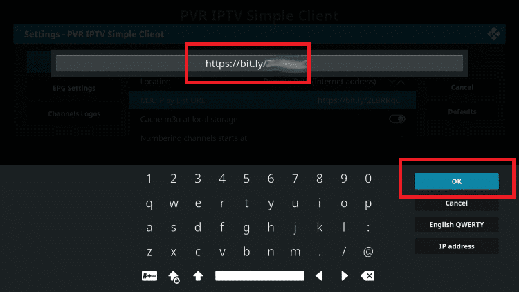 enter m3u url PVR IPTV