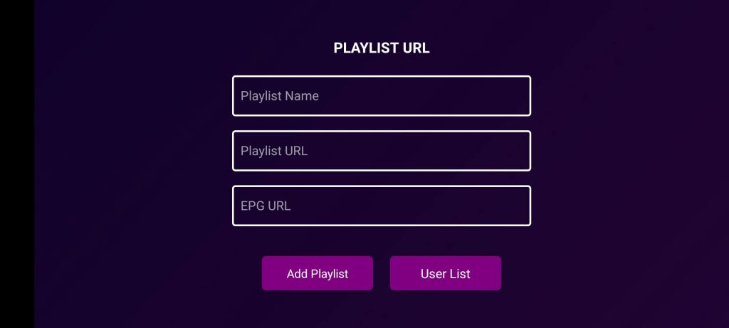 Enter M3u Playlist URL on Purple IPTV