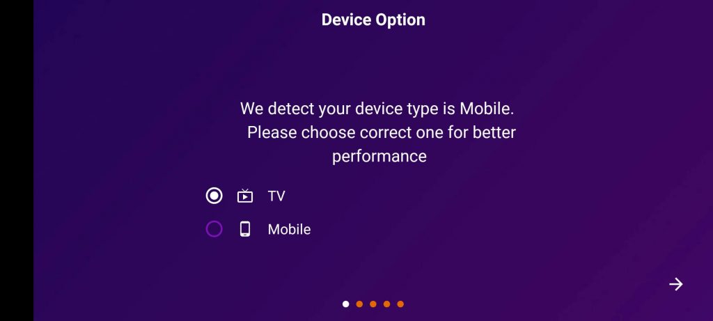 Select TV device option