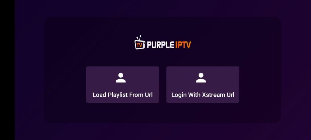 Choose login option on Purple IPTV