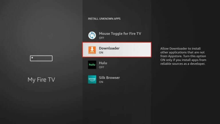 Turn on Downloader app to stream Flash IPTV