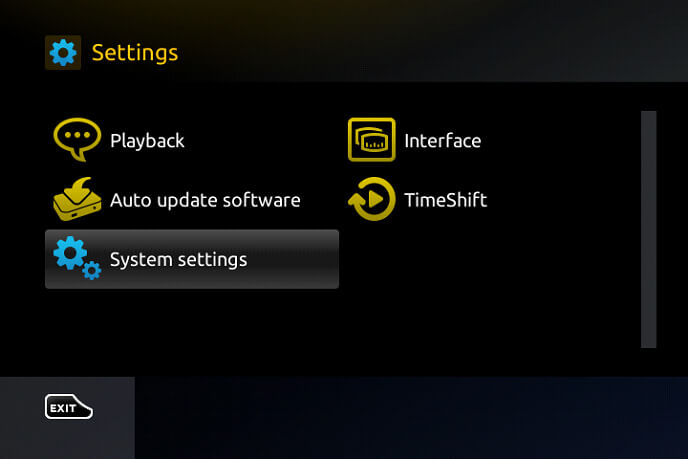 tap system settings