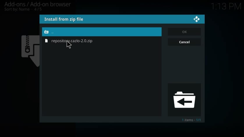 select the cazlo repository file