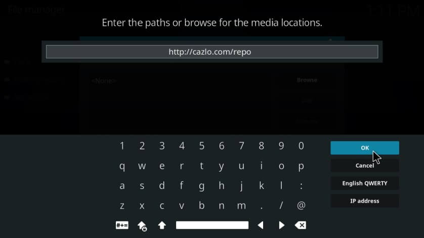 enter the URL and click ok
