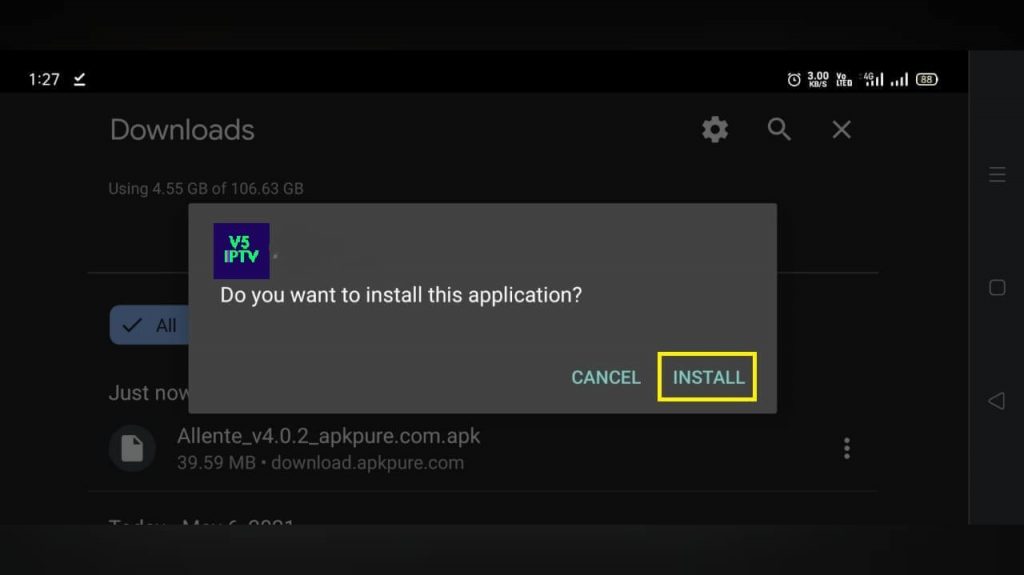 click Install to install the app