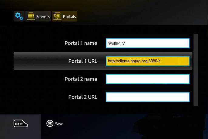 enter Wolf IPTV portal URL