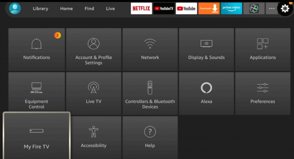 Select Settings to install Apex IPTV