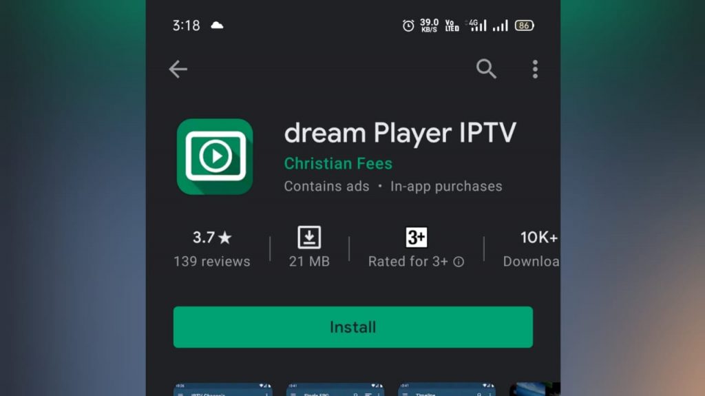 Click Install - Dream IPTV
