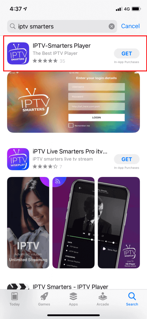 IPTV Smatters Player app.