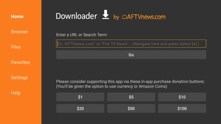 Enter Titan ITPV URL in Downloader