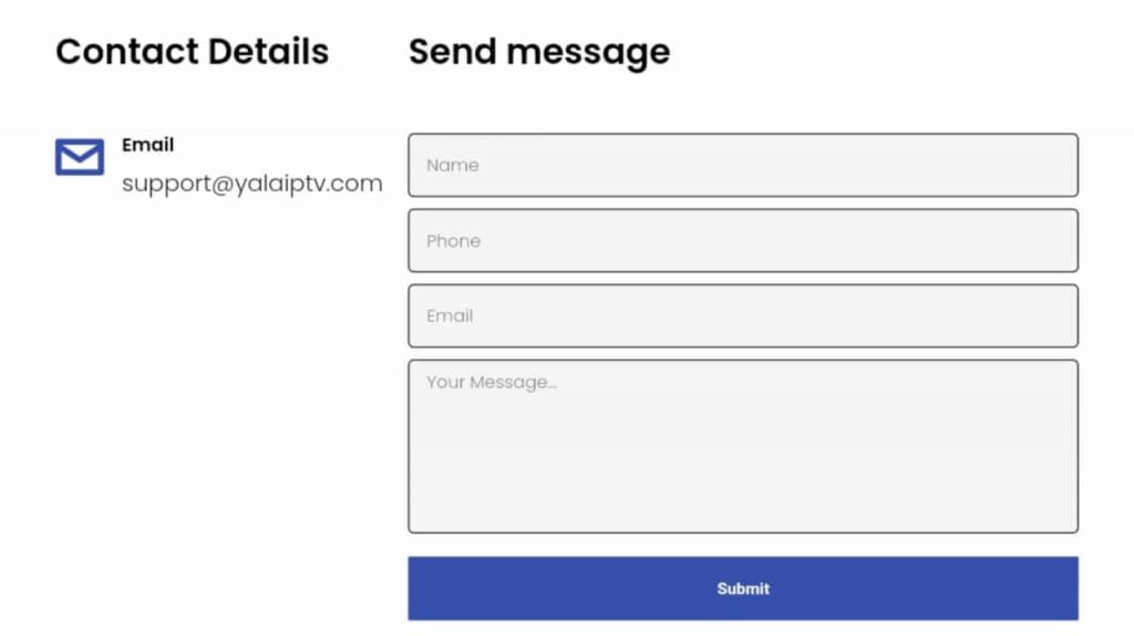 contact form - Yala IPTV