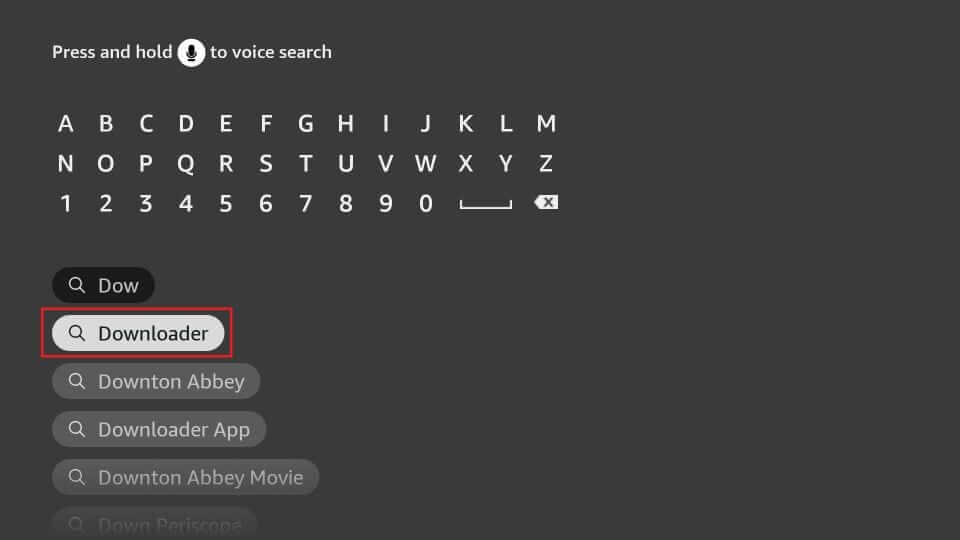 Search for Downloader on Firestick