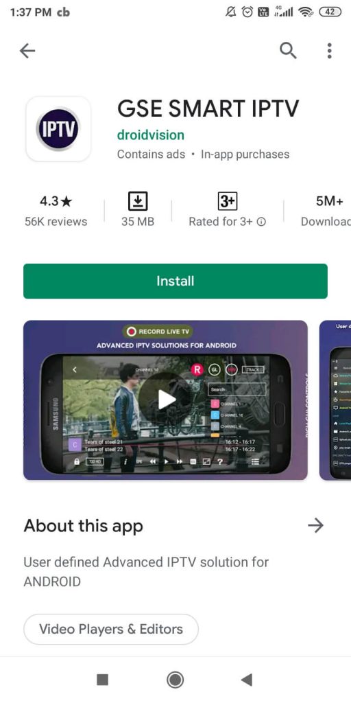 GSE Smart IPTV on Android 
