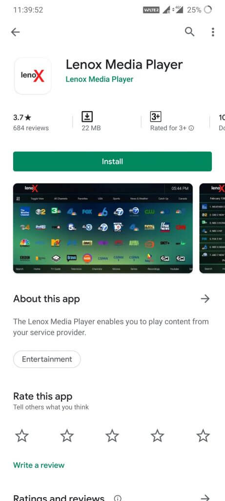 Lenox MP on Android - Sublime IPTV