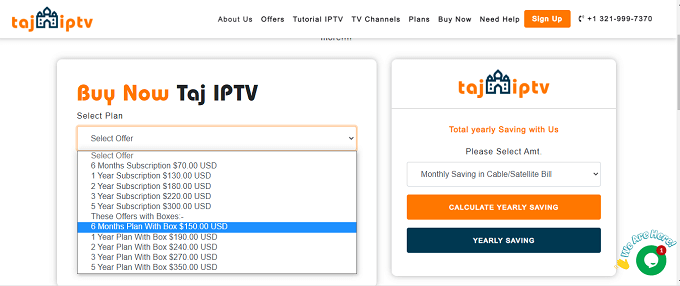 Buy a Taj IPTV Plan or Setup B