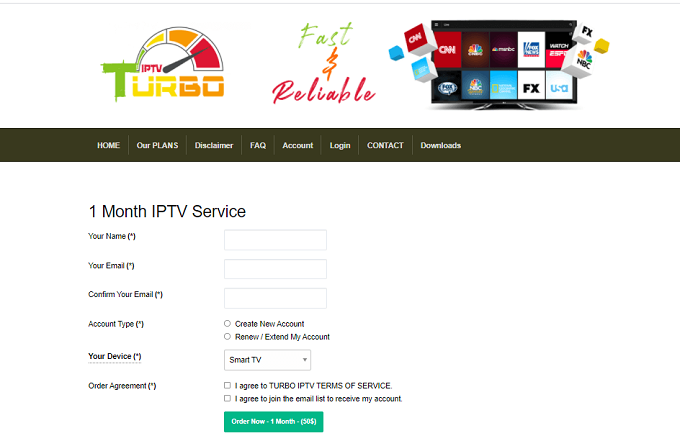 Sign Up for Turbo IPTV