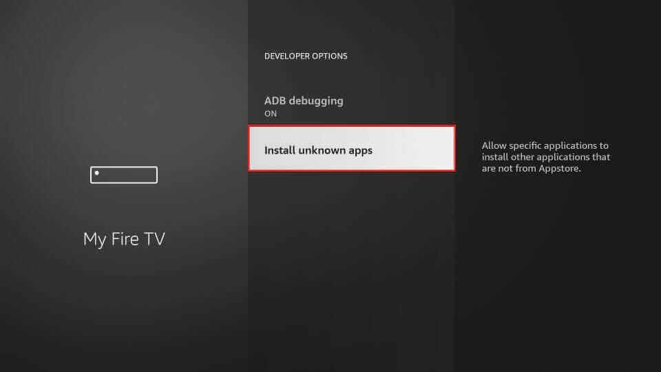 Select Install Unknown Apps to install Wizard IPTV on Firestick 