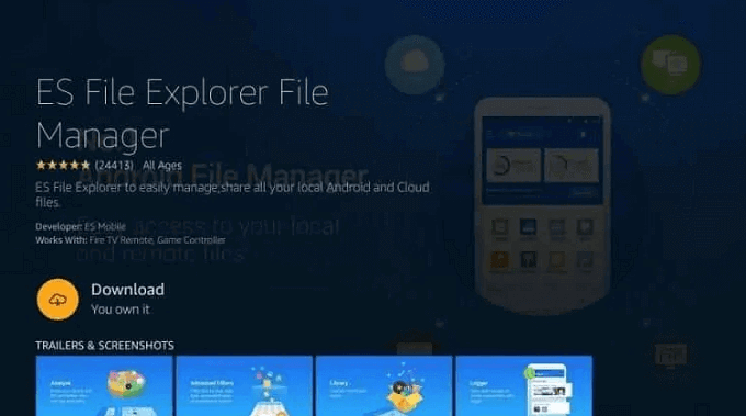 Download ES File Manager on Firestick 