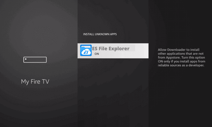 Turn on ES File Explorer on Firestick 