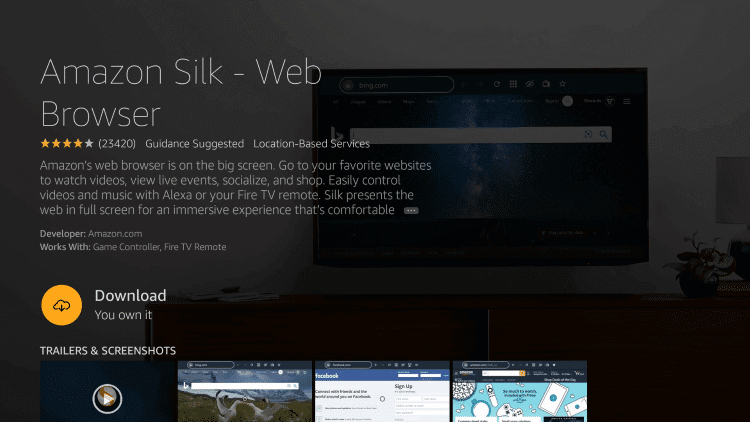 Silk Browser on Firestick 