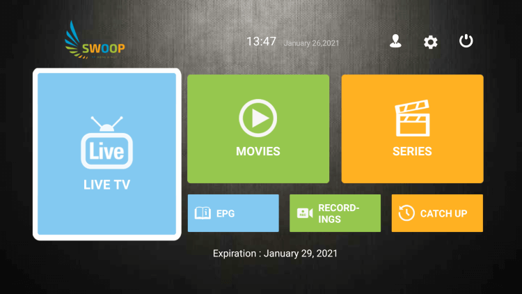 Swoop TV on Smart TV 